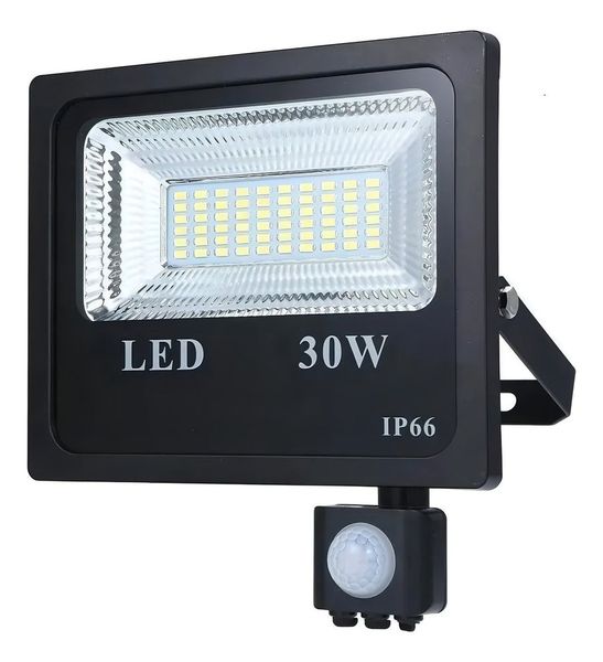 Refletor Com Sensor De Presença Led 30w Fotocélula Bivolt Cor da carcaça Preto Cor da luz Branco-frio