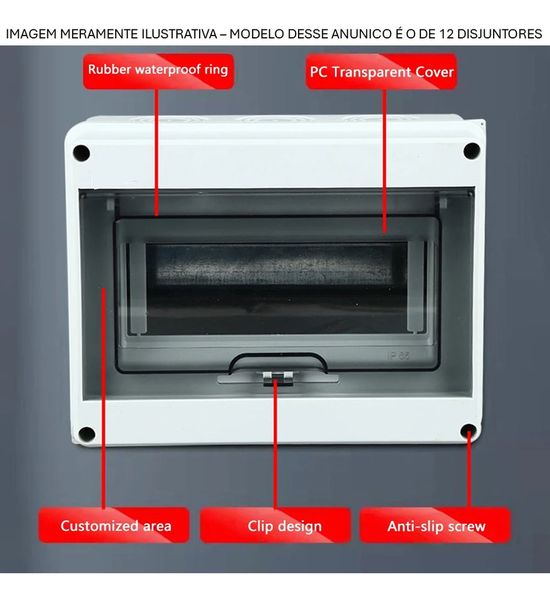 Caixa De Distribuição 12 Disjuntores Sobrepor Ip65 Hermertic