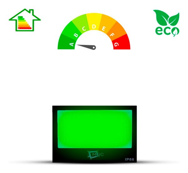 Refletor Led 400w Verde Bivolt Jardim Slim Prova D'agua