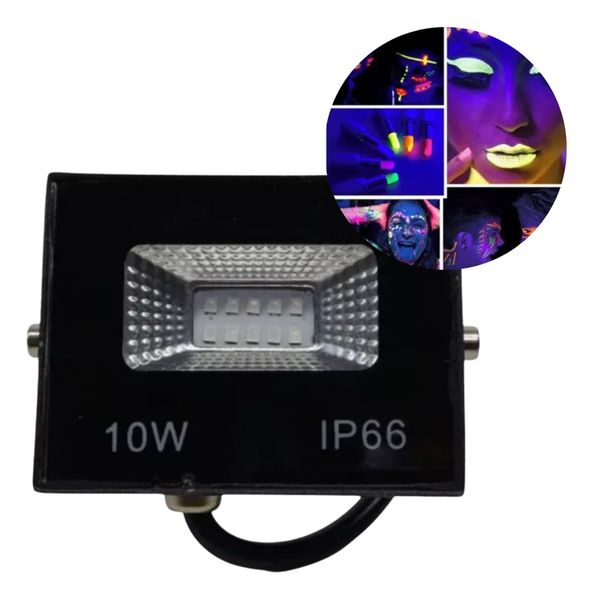 Refletor 10w Led Ultra Violeta Luz Negra Festas Dj Aaatop