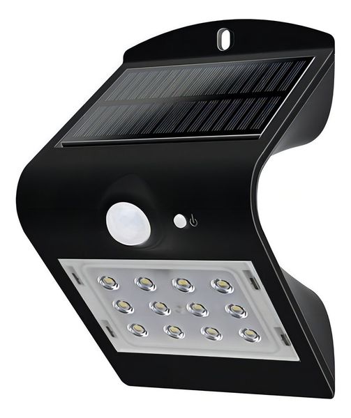 Arandela Solar Demi V Led 1,5w 3000k C/ Sensor De Mov. Pto