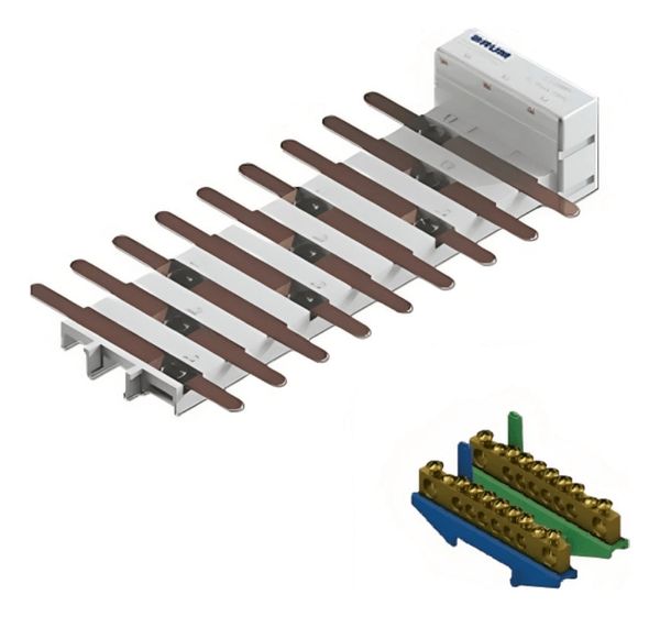 Barramento Bifásico Para 34 Disjuntores Din 100a + Neutro/te