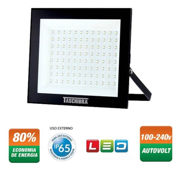Refletor Holofote Led 100w Ip65 Externo Taschibra Bivolt