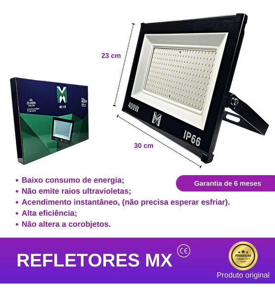 Refletor Holofote 400w Bivolt 6500k Alta Potência Frio