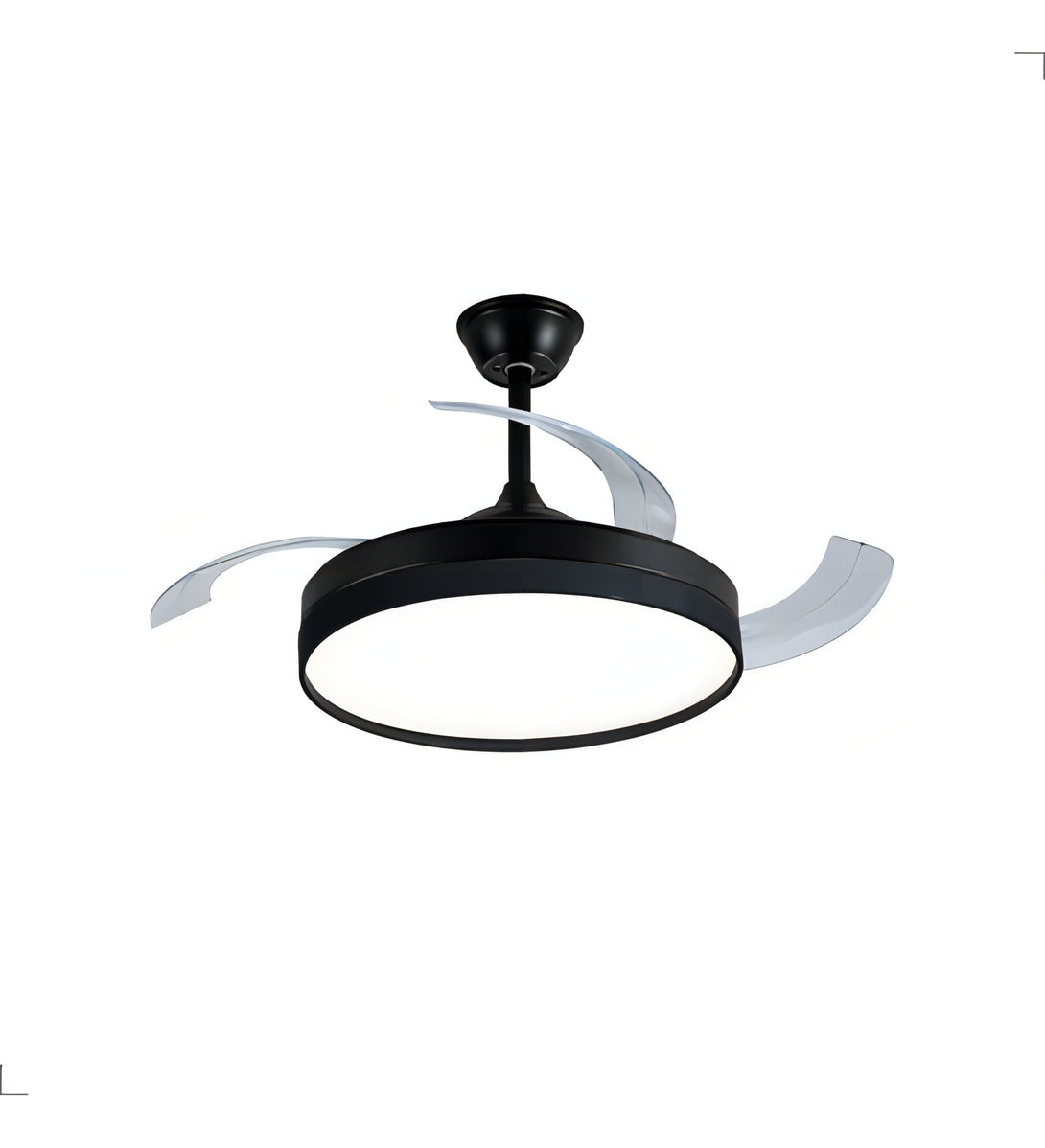 Ventilador Teto Retratil Controle Remoto Led 3 Cores 4 Pás PRETO