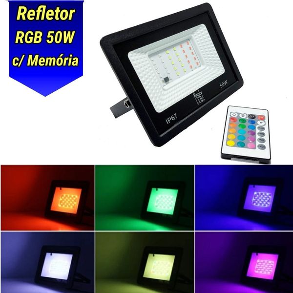 Refletor Rgb Com Memória 50w Uso Externo Ip67