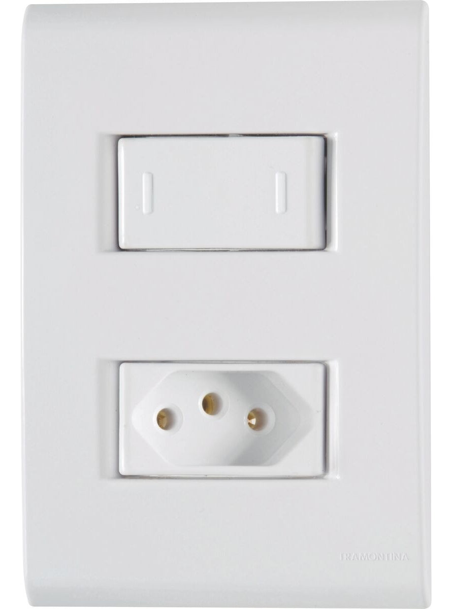 Conjunto Tomada 10A e Interruptor Simples Liz Branco - Tramontina