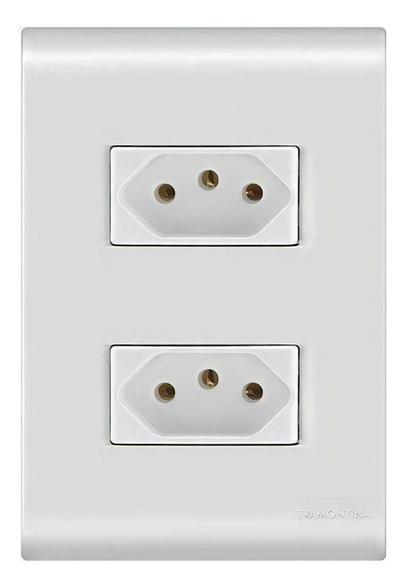 Conjunto Tomada Dupla 10A Liz branco - Tramontina