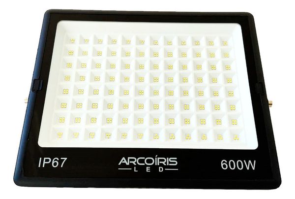 Refletor Super Led 600w Holofote Slim Bivolt Branco Frio Cor da carcaça Preto Cor da luz Branco-frio