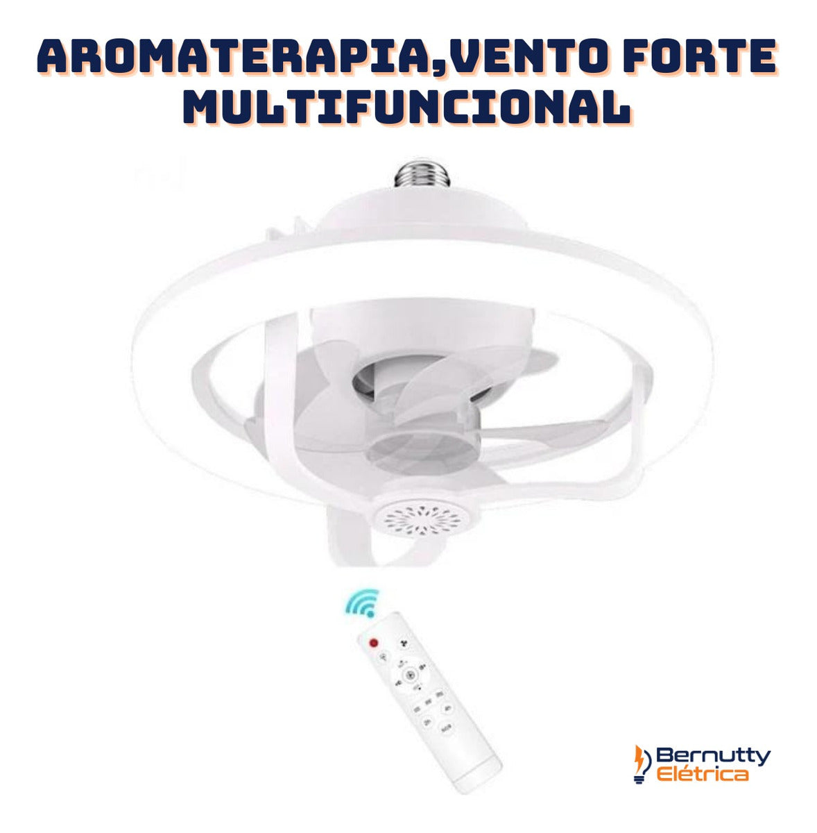 Luminária Led Ventilador De Teto Rgb 360º Com Aromaterapia
