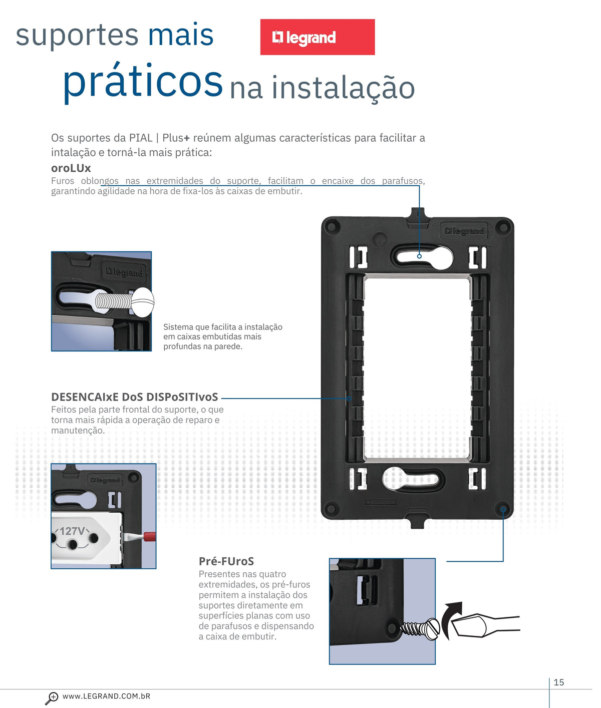 Suporte 4x2 Pial Plus - Legrand 612122NT