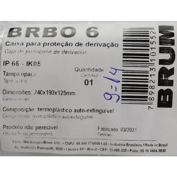 Caixa de Passagem Elétrica 125x190x240 Sobrepor PVC BRBO6