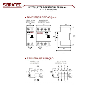 DR Interruptor Diferencial Residual 2P 25A 300mA - Sibratec