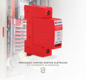 DPS Dispositivo de Proteção Contra Surtos 15kA 275V Vermelho - CLAMPER Front V