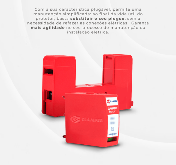 DPS Dispositivo de Proteção Contra Surtos 15kA 275V Vermelho - CLAMPER Front V