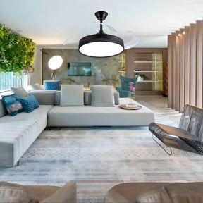 Ventilador Teto Retratil Controle Remoto Led 3 Cores 4 Pás PRETO