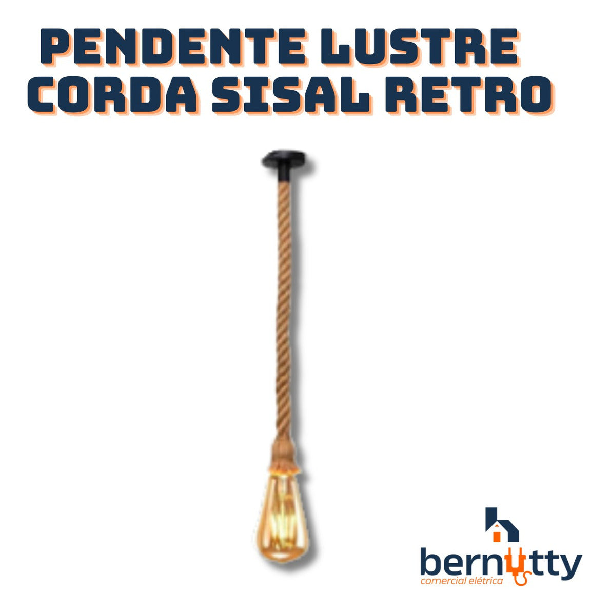 Kit 5 Pedente Lustre Luminária Corda Sisal Bocal E27 Retrô