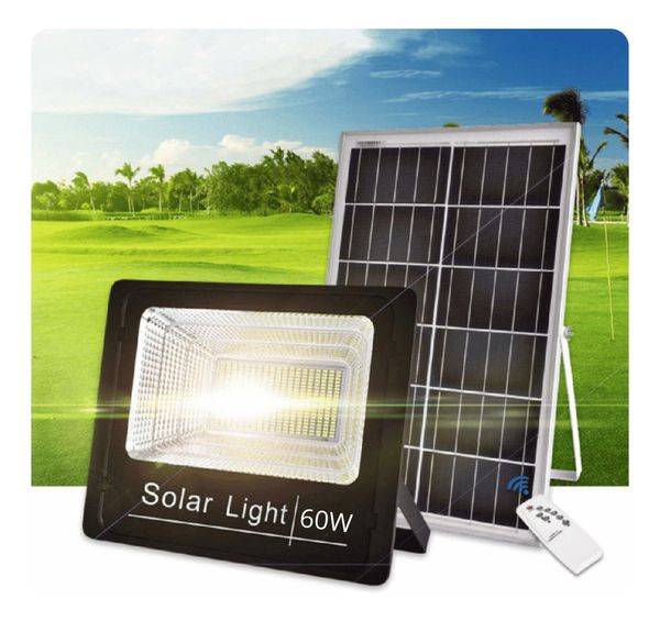 Refletor Led Placa Solar 100w Prova D'agua Branco Frio