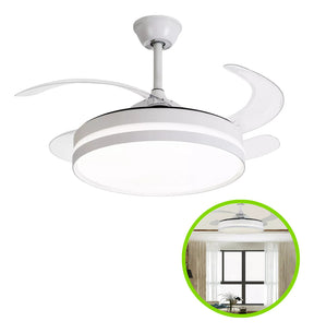 Ventilador Teto Retratil Controle Remoto Led 3 Cores 4 Pás