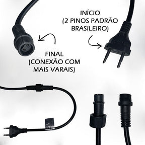 Varal De Luzes Para Área Interna E Externa 10 Soquetes 10m