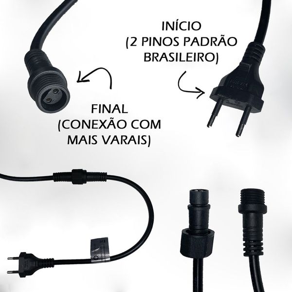 Varal De Luzes Para Área Interna E Externa 10 Soquetes 10m