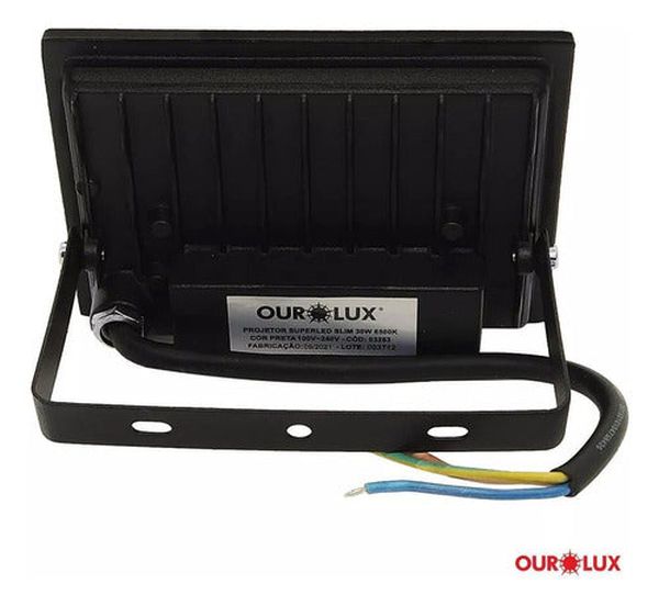 Refletor Led Pro Preto 30w Bivolt Branco Quente