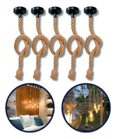 Kit 5 Pedente Lustre Luminária Corda Sisal Bocal E27 Retrô