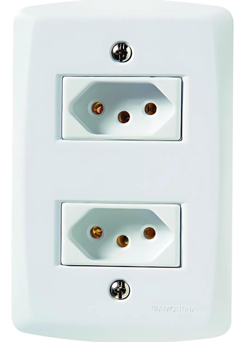 Conjunto Tomada Dupla 10A Lux branco - Tramontina