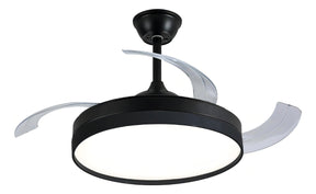 Ventilador Teto Retratil Controle Remoto Led 3 Cores 4 Pás PRETO