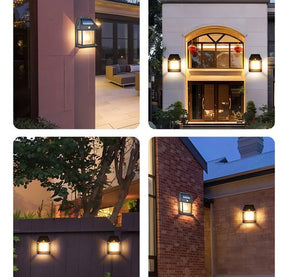 Arandela De Parede Com Luz Solar Sensor De Presença Cor Preto