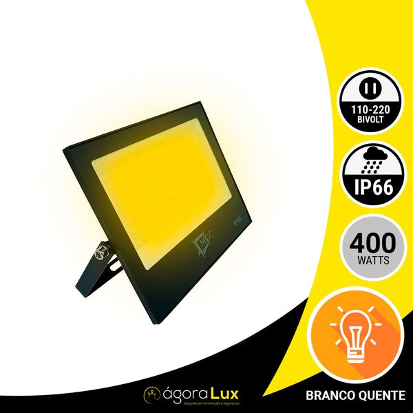 Refletor Led Holofote 400w Luz Quente A Prova D'agua Bivolt