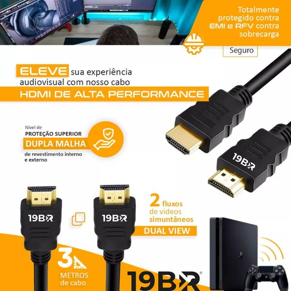 Cabo Hdmi Gold 4k 3m Metros Premium 3d Full Hd Blindado Tv Pc