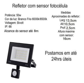 Refletor Led 300w Prova Dagua C/sensor Presença Ip66 Aaatop