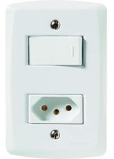 Conjunto Tomada 10A e Interruptor Simples Lux Branco - Tramontina