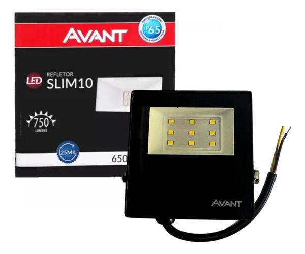 Refletor Holofote Led 10w Slim Branco Frio 6500k Ip65 Avant Cor Da Luz Branco-frio Cor Da Carcaça Preto Voltagem 110v/22