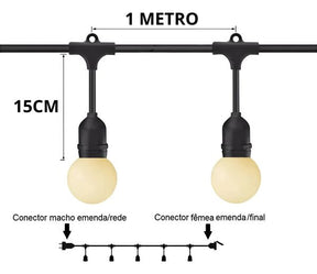 Varal De 10 Metros  C/20 Soquetes E27