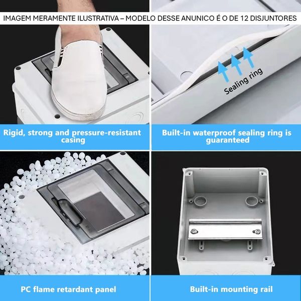 Caixa De Distribuição 12 Disjuntores Sobrepor Ip65 Hermertic