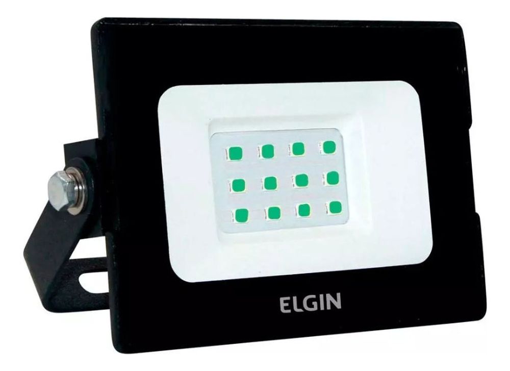 Refletor 10w Slim Led Bivolt Verde Resistente Ip65 Elgin