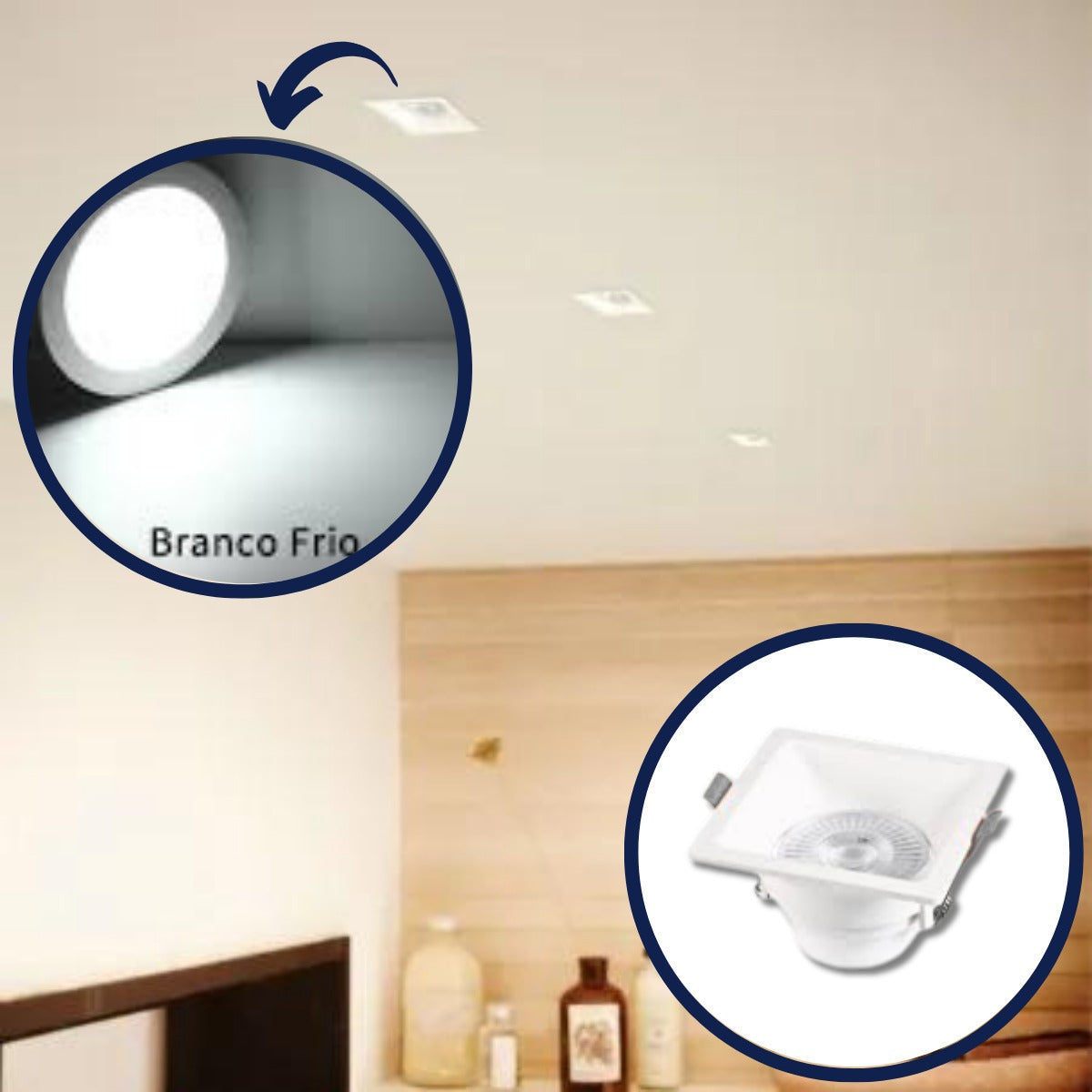 Kit 5 Spot Led Recuado Quadrado Branco 6w Embutir Bivolt