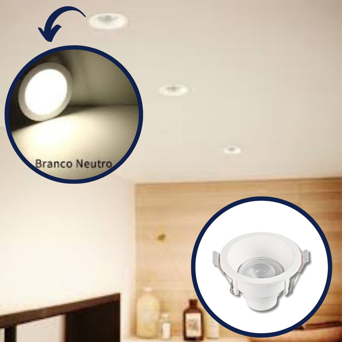 Kit 10 Spot Led Recuado Redondo Branco 6w Embutir Bivolt