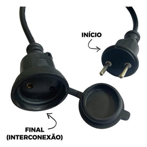 Varal De Luzes Para Área Interna E Externa 5 Soquetes 5m