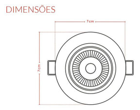 Spot Authentic LED Embutir Avant Redondo Branco Frio 6500K 3W Bivolt