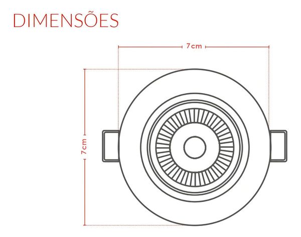 Spot Authentic LED Embutir Avant Redondo Branco Frio 6500K 3W Bivolt