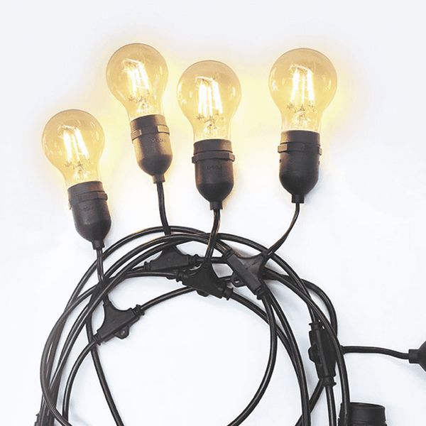 Varal De Luzes Para Área Interna E Externa 10 Soquetes 10m