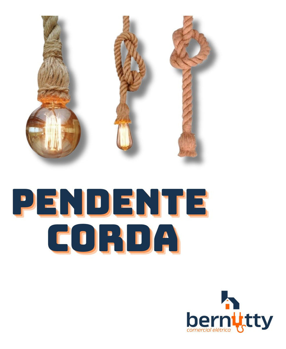 Kit 5 Pedente Lustre Luminária Corda Sisal Bocal E27 Retrô