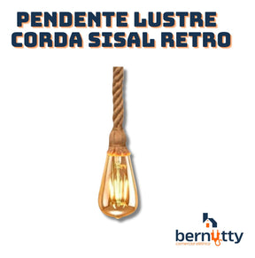 Kit 5 Pedente Lustre Luminária Corda Sisal Bocal E27 Retrô