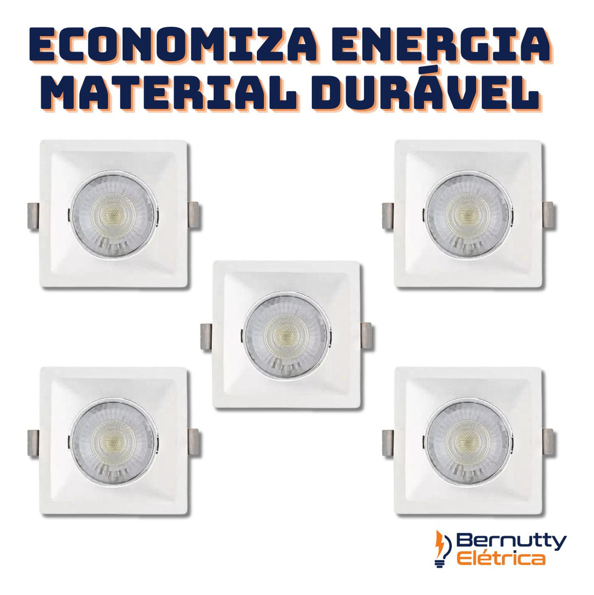 Kit 5 Spot Led Recuado Quadrado Branco 6w Embutir Bivolt