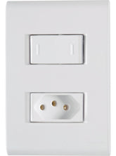 Conjunto Tomada 10A e Interruptor Simples Liz Branco - Tramontina