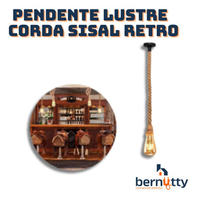 Kit 5 Pedente Lustre Luminária Corda Sisal Bocal E27 Retrô