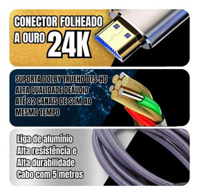 Cabo Hdmi 8k Ultra Hd 2.1 Ps5 Xbox Blu-ray Projetor 5 Metros